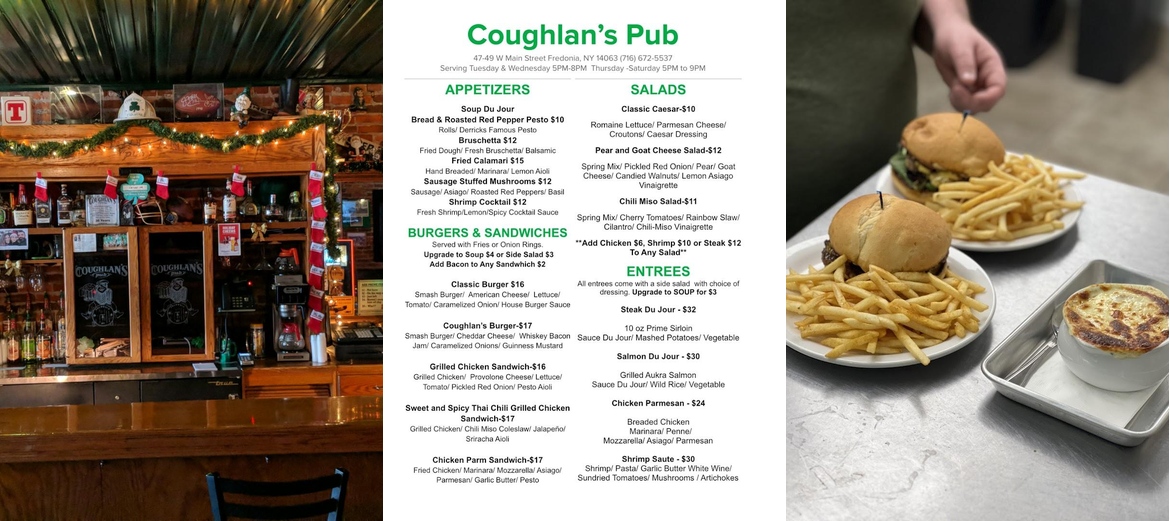 Coughlan's Pub Menu